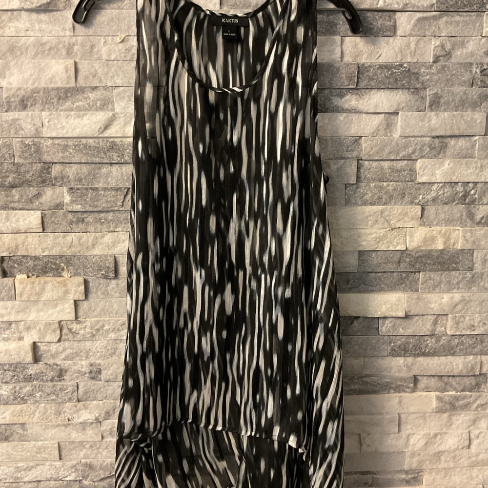 Kaktus Black and White High Low Dress